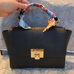 Michael Kors Black Satchel Crossbody Bag with Gold Adjustable Strap