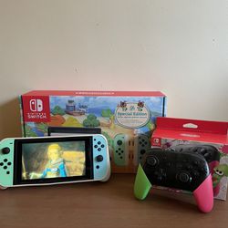 Nintendo Switch Animal Crossing Edition bundle with Pro controller 