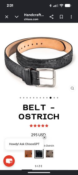 Tecova Ostrich skin belt 34 waist