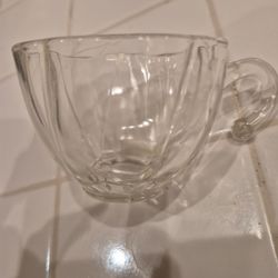 Set Of 4 Vintage Clear Glass Hazel Atlas Colonial Swirl Hook Handle Punch Cup