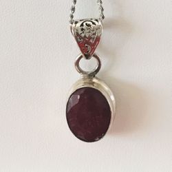 Ruby and Antique Silver Pendant