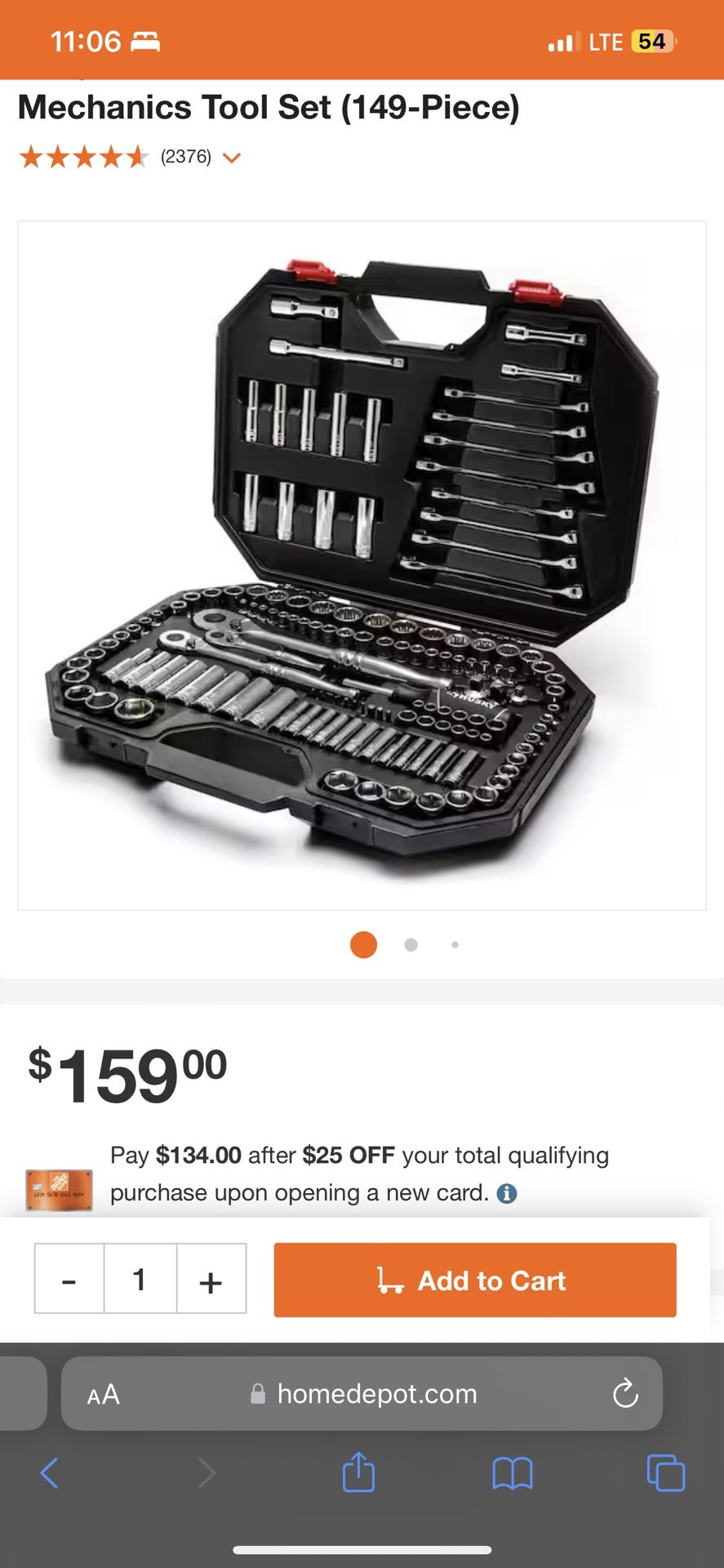 Husky Mechanics Tool Set (149-Piece)missing Few Pieces See Pictures