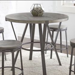 ROUND HIGH TOP TABLE + 4 STOOLS 
