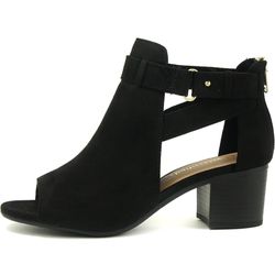 CITYCLASSIFIED Invest ~ Women's Cutout Side Strap Mid Black Chunky Heel Fashion Ankle Bootie $25 size 8