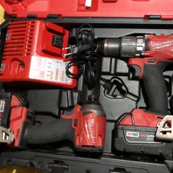 Milwaukee M18 Fuel Brushless Impact  Drill 2 5.0 Bateries Charger + Case