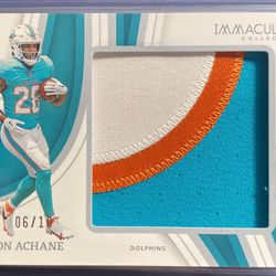Devon Achane Immaculate Rookie Logos /10 Three Color Number Patch Dolphins SP