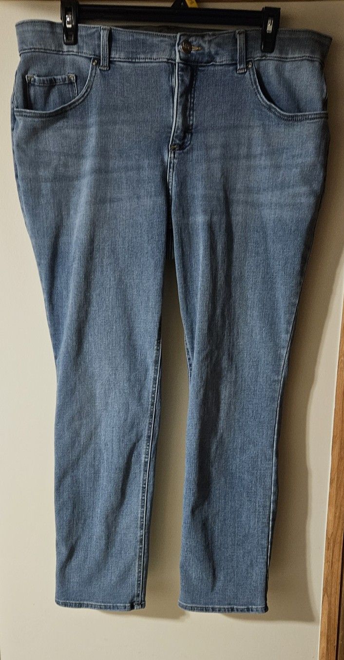 Womens Jeans-LEE-light blue stretch denim "slim fit straight leg mid rise"-20W