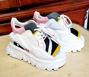 Anthony Wang Gooseberry 01 Gundam Wing White Platform Wedge Sneakers in US size 10