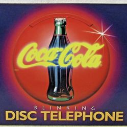Vintage 1995 COCA COLA Button Round Disc Blinking Landline Telephone IN BOX