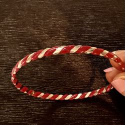 NEW! 🔴Gorgeous Real BARBADOS CHERRY ENAMEL on ICXC designer Sterling Silver Bangle Bracelet.