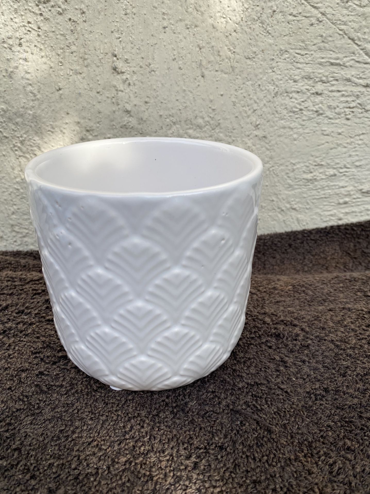 White Ceramic Flower Pot.