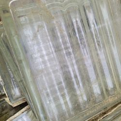lot of 30 reclaimed ribbed glass blocks (8” x 8” x 4”).