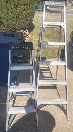 6ft Husky And 4ft Louisville Aluminum Ladders. Both 