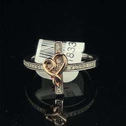 925 Two Tone Silver Diamond Ring 3.30g .15CTW Size 7 183360/8