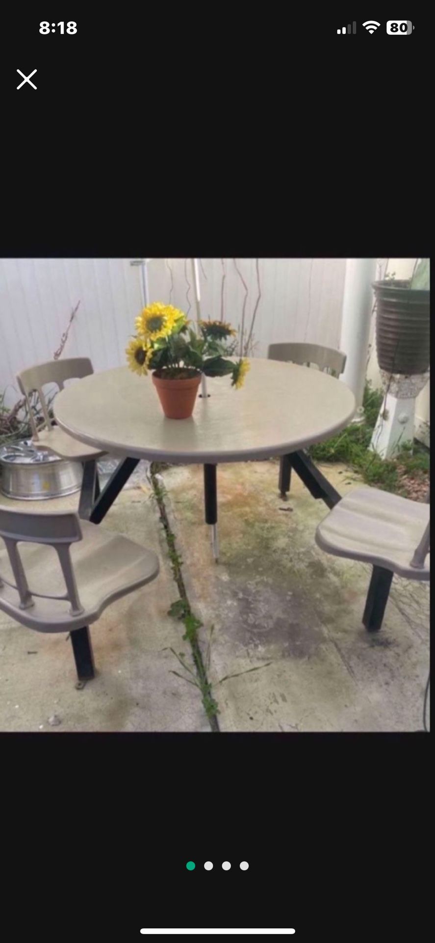 Heavy Duty Outdoors Patio Table W 4 Chairs Metal Fiberglass
