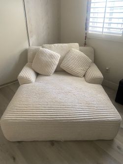 Extra-Large Corduroy Sleeper Sofa Bed, Soft Cloud Chaise Lounge Chair for Living Room or Bedroom,Beige