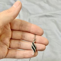 Black And White Diamond Swirl Pendant in Sterling Silver