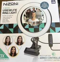 3 Mode Nizoni Usb Ring Light Wired Controls 