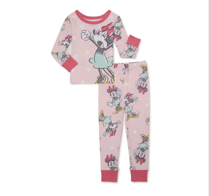 Disney Minnie Baby Long-Sleeve Snug-Fitting Pajama Set, 2-Piece, Sizes 12M