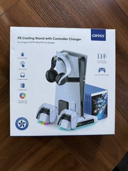 PS5/Slim/Pro Stand and Cooling Station with LED Controller Charging Station for PlayStation 5