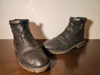 ROAN BLACK LEATHER ZIP UP  SHOES BOOTS, SIZE 9.5