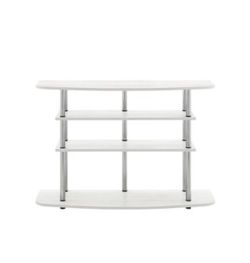 White 4-Tier TV Stand with Silver Legs