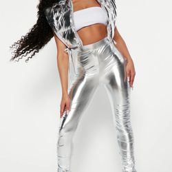 Fashion Nova Silver pants / Women Silver Leggins