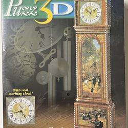 Milton Bradley Puzz 3D Grandfather Clock 777 Pieces - Working clock puzzle