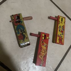 X3 Antique Deco Tin Litho Music Makers