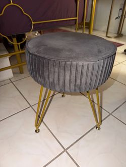 Grey velvet art deco stool