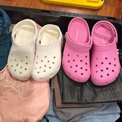 Crocs Pink & White Size 8 M / 10 W