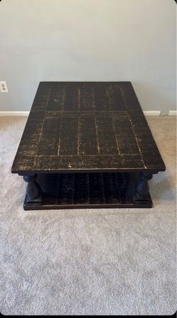 Ashley Furniture Mallacar Black Rectangular Coffee/Cocktail Table – Solid & Heavy