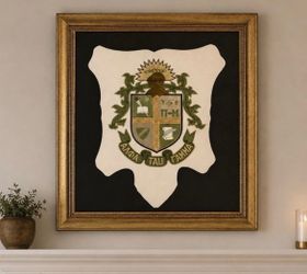 Antique Large Framed UMASS Fraternal College Crest Coat of Arms Alpha Tau Gamma