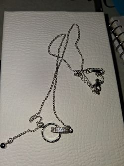 Silver Chain Necklace with Circle Pendant