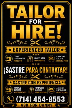 Expierenced TAILOR NEEDED