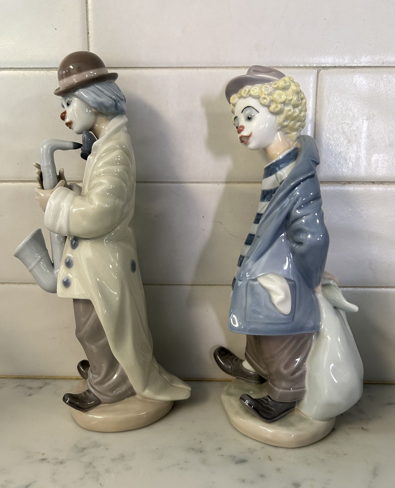 LLADRO Little Traveler 7602 Clown On the Road & 5471 Sad Sax