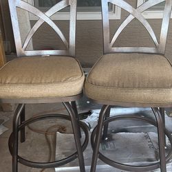 2 Swivel Bar Stools – Hammered Bronze Finish
