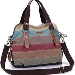   Cgecko M-1196 Leisure Canvas Top Handle Cross Body Bag Tote Handbags  