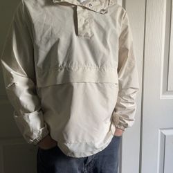 Cream lightweight windbreaker jacket with hood 