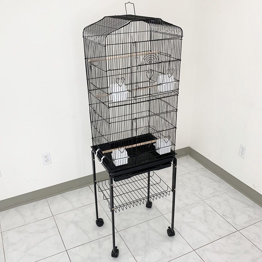 (Brand New) $60 Small to Medium Bird Cage 60” Tall Parrot Parakeet Cockatiel Bird Cage 18x14x60” Rolling Stand