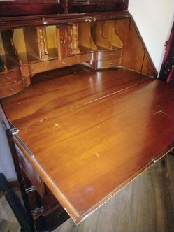 Vintage Wooden Secretary Desk with Hutch
