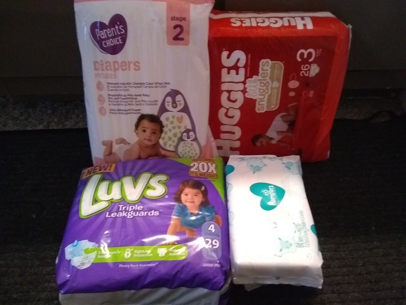 Parents choice, Huggies, luvs and Pampers wipes