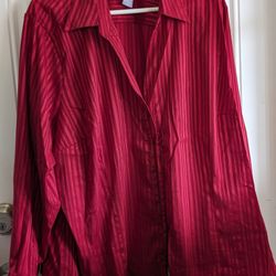 NEW Womens Laura Scott Plus 24-26W 3X Party Ready Metallic Threads Dress Shirts. Choice Of Color, East West, Red, Green, Blue. Retail $40+tax. 96% Pol