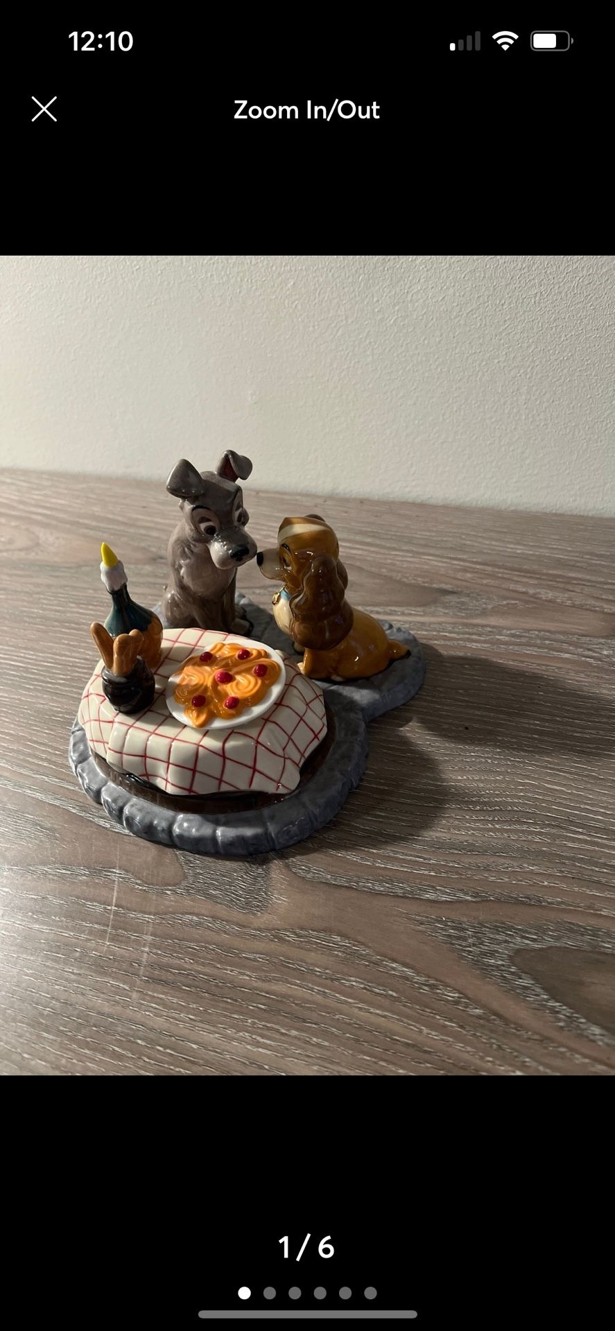 Disney lady and the tramp, collectible, salt and pepper shaker, set vintage, very rare only 350 produced