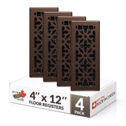NEW! Decor Grates 4-Pack Floor Registers 4x12 Rubbed Bronze
