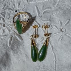 Jewelry Jade Ring And Earrings 