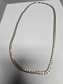14k Gold curb Cuban diamond cut  link chain.
