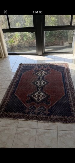 Antique Handwoven Wool Persian-Style Rug