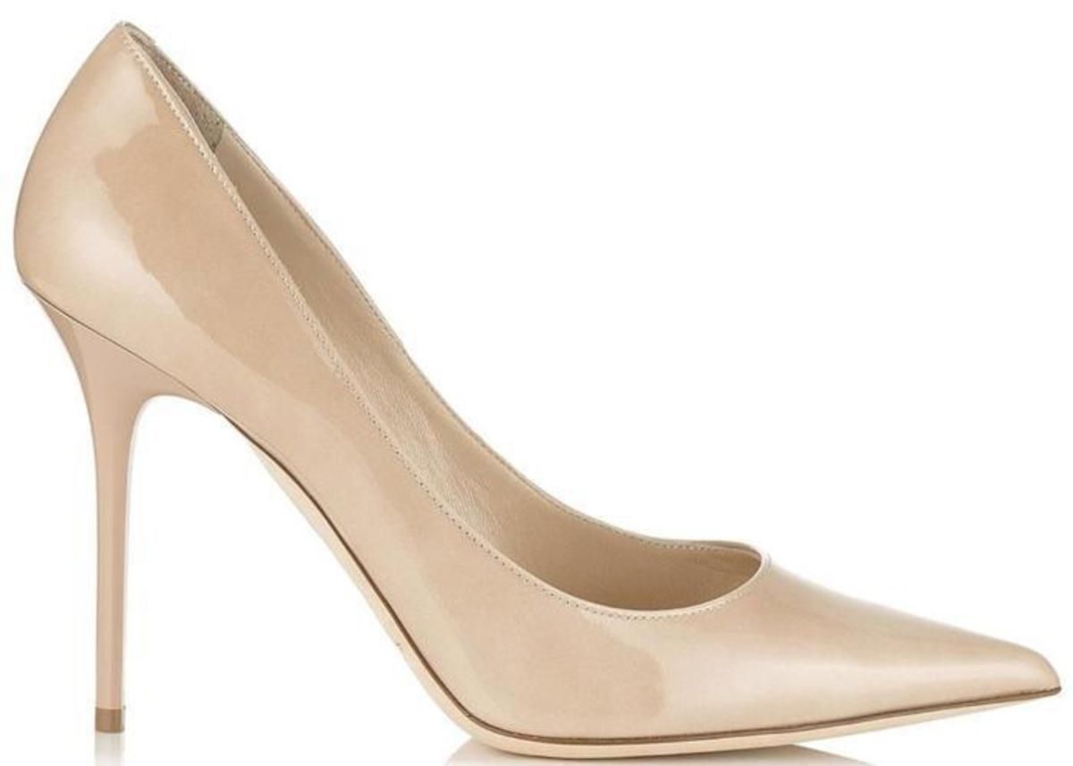 Jimmy Choo Women's Abel Patent Leather Pointy Toe Pumps Nude Size 37