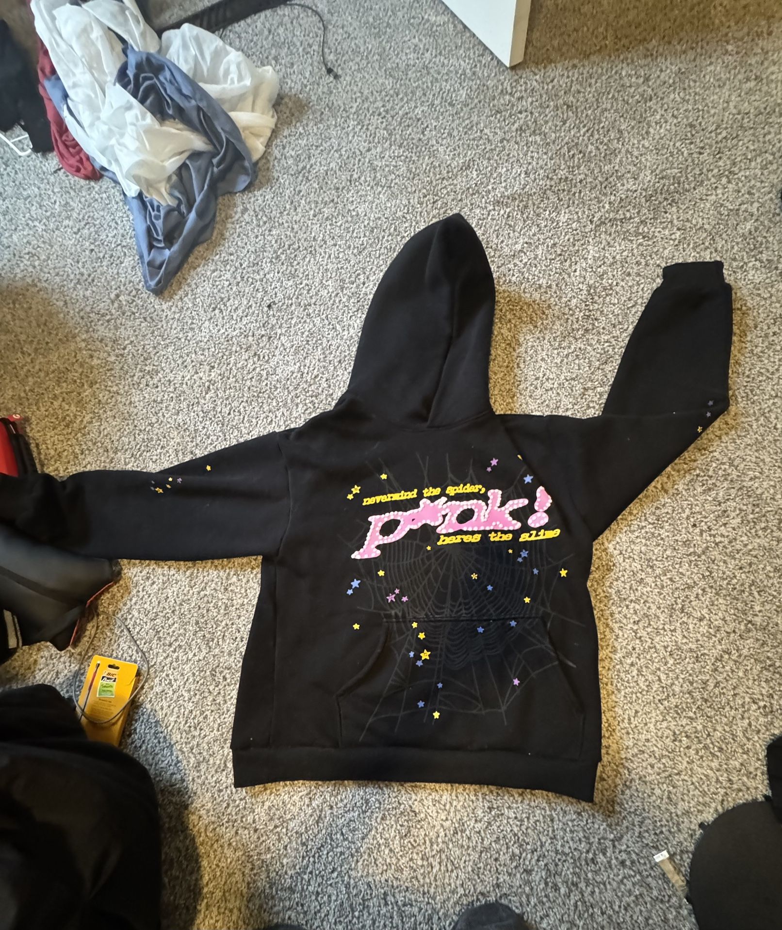 Pink Sp5der Hoodie Large